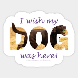 I wish my dog was here - chocolate labrador oil painting word art Sticker